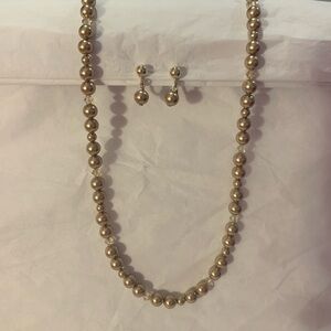 Sterling Silver and Faux Pearl Necklace and Earring Set